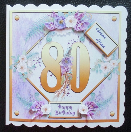 Metallic Gold Age Floral Card Topper - 80 by Davina Rundle