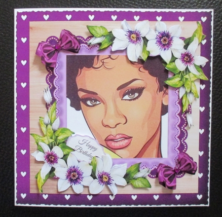 Beautiful Ethnic Girl With Purple Flowers 8x8 by Davina Rundle
