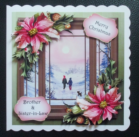 The Christmas Bay Window - Pink Poinsettias by Davina Rundle