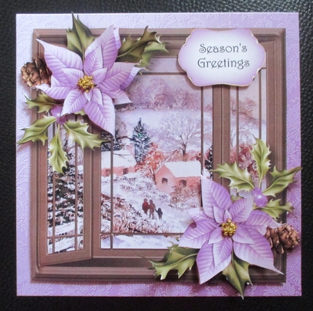 The Christmas Bay Window - Purple Poinsettias by Davina Rundle