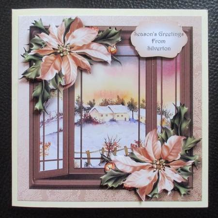 The Christmas Bay Window - Ivory Poinsettias 8x8 by Davina Rundle
