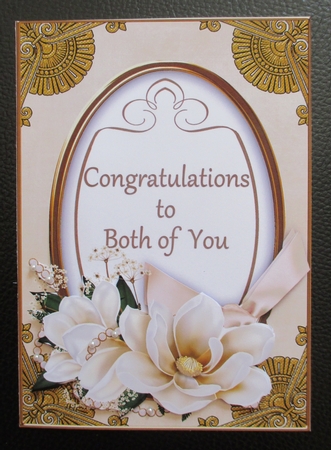 Cream Congratulations Both Magnolia 7x5in Oval Decoupage Topper by Davina Rundle