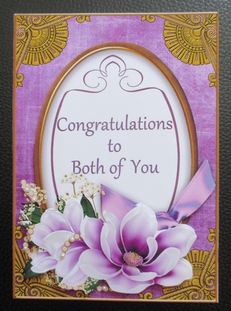 Purple Congratulations Both Magnolia 7x5in Oval Decoupage Topper by Davina Rundle