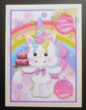 Pretty Rainbow Unicorn Card Topper by Davina Rundle