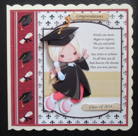 GRADUATION GIRL 7.5 Decoupage & Insert Mini Kit by Davina Rundle