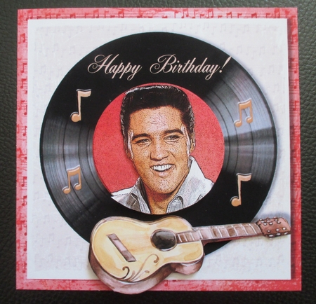 Elvis themed birthday card topper for 6 x 6 card by Davina Rundle