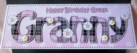 Large DL Happy Birthday GREAT GRANNY 3D decoupage by Davina Rundle