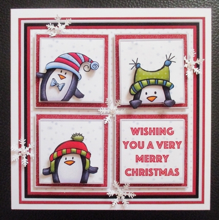 CHRISTMAS PENGUIN SQUARES 7.5 Quick Layer Card & Insert by Davina Rundle