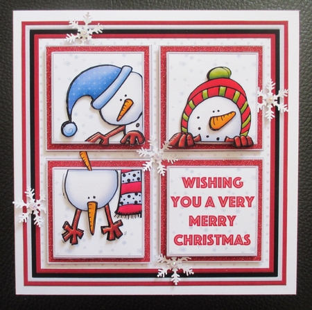 CHRISTMAS SNOWMEN SQUARES 7.5 Quick Layer Card & Insert by Davina Rundle