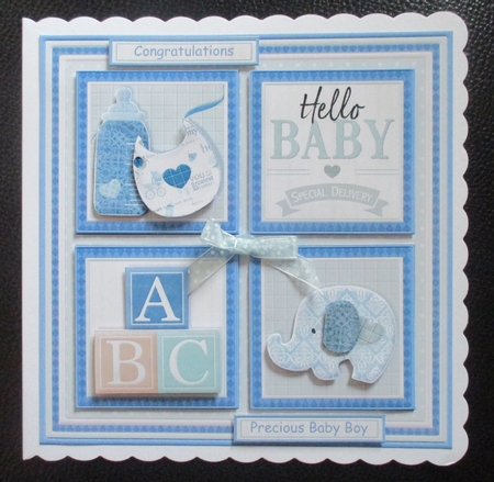 NEW BABY BOY SQUARES 7.5 Decoupage & Insert Mini Kit by Davina Rundle