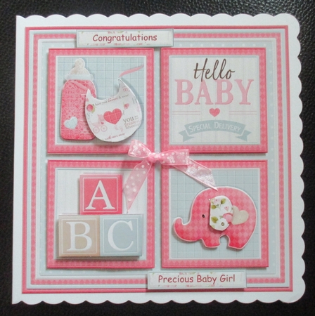 NEW BABY GIRL SQUARES 7.5 Decoupage & Insert Mini Kit by Davina Rundle