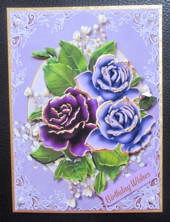 Beautiful Lilac Roses on lace  by Davina Rundle
