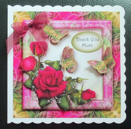 Art Nouveau Bright & Butterflies - Deep Pink Roses by Davina Rundle