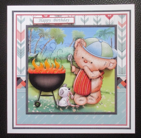 BARBEQUE BEAR 7.5 Decoupage & Insert Kit by Davina Rundle