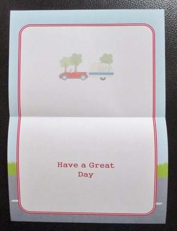 Red car and caravan insert by Davina Rundle