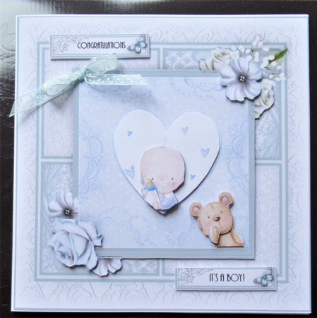 Baby Boy and Teddy Card Kit by Davina Rundle