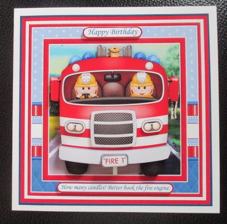 FIRE ENGINE ON STANDBY Adult or Children Decoupage Ages & Insert Mini Kit by Davina Rundle