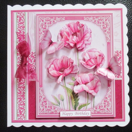 PINK POPPIES All Occasions 7.5 Decoupage & Insert Mini Kit by Davina Rundle