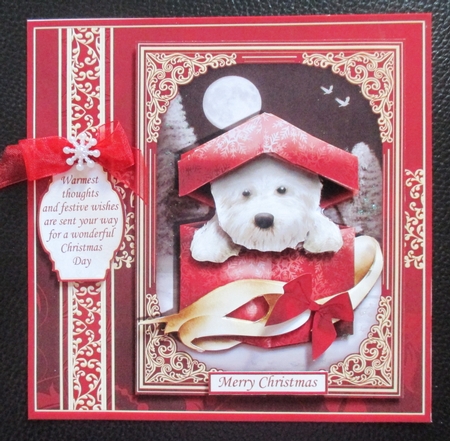 WESTIE CHRISTMAS GIFT 7.5 Quick Layer Card or Decoupage Kit by Davina Rundle