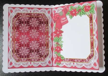 Red Robin Happy Christmas 7x5in Fancy Lace Foldable Insert by Davina Rundle