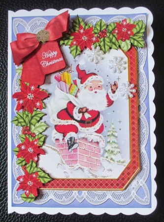 Santa Happy Christmas 7x5in Fancy Lace Step by Step by Davina Rundle