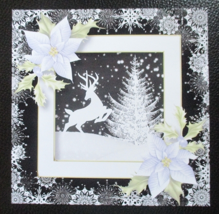 Monochrome Christmas Stag by Davina Rundle