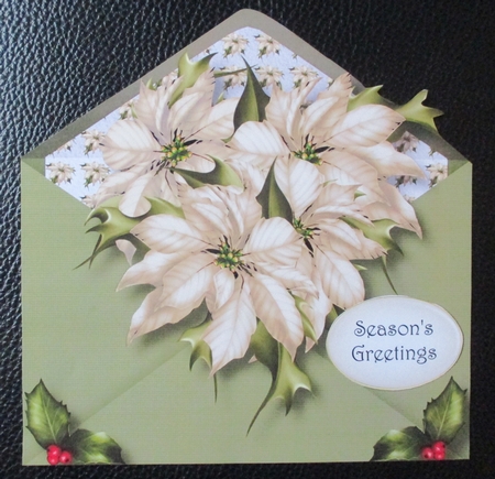 Christmas Envelope Of Flowers - Ivory Poinsettias by Davina Rundle