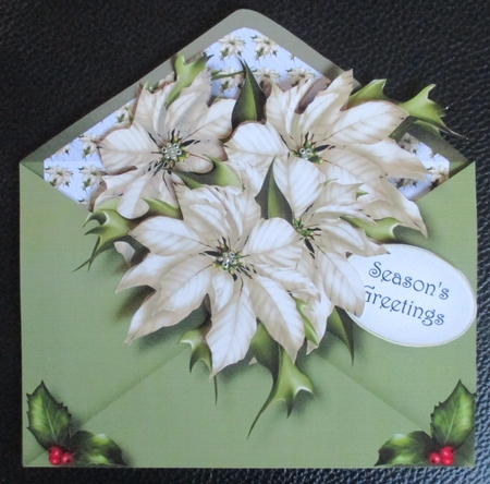 Christmas Envelope Of Flowers - Ivory Poinsettias by Davina Rundle