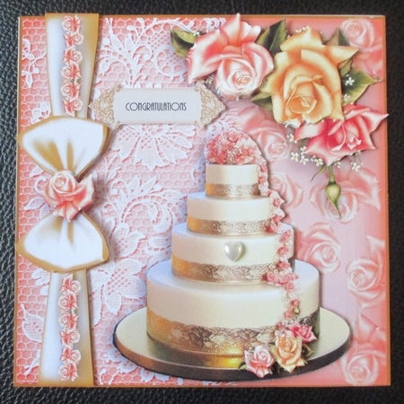 Peach Rose Wedding Cake Card Kit by Davina Rundle