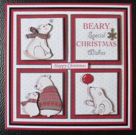 CHRISTMAS POLAR BEAR SQUARES 7.5 Quick Layer Card & Insert by Davina Rundle