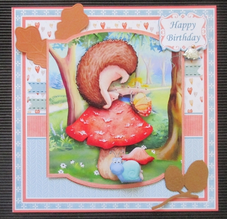 HEDGEHOG ON TOADSTOOL 7.5 All Occasions Decoupage & Insert Kit by Davina Rundle