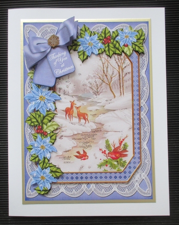 Snow Deer Thinking of You 7x5in Fancy Lace Step by Step by Davina Rundle