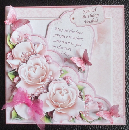 Square Scallop Pocket Pearl Anniversary Roses Wedding or Birthday  by Davina Rundle