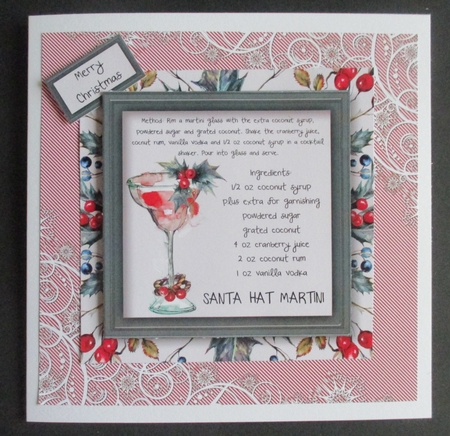 A Christmas Cocktail - Santa Hat Martini 8x8 by Davina Rundle