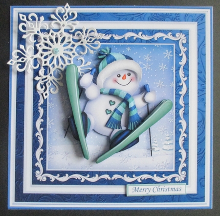 SKIING SNOWMAN 7.5 Christmas Decoupage & Insert Mini Kit by Davina Rundle