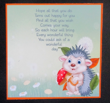 Prickly the Hedgehog birthday insert by Davina Rundle