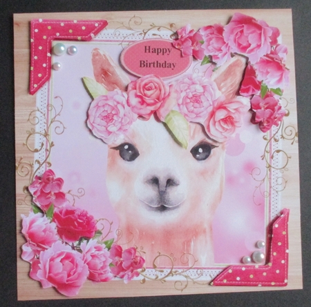 Beautiful Alpaca With Flowers 8x8 by Davina Rundle
