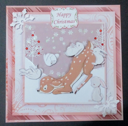DEER & RABBITS 7.5 Christmas Decoupage & Insert Mini Kit by Davina Rundle