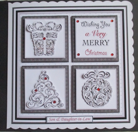 CHRISTMAS ICONS SQUARES BLACK 7.5 Quick Layer Cards & Insert Mini Kit by Davina Rundle