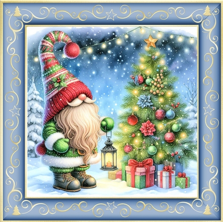 Christmas 4 Tree and Swirl Frame by Davina Rundle