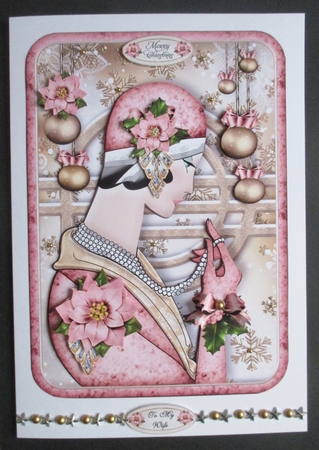 Pink Variation Christmas Art Deco Lady Mini Kit by Davina Rundle