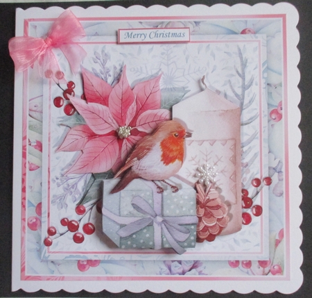 CHRISTMAS ROBIN POINSETTIA & CANDLE 7.5 Decoupage & Insert Kit by Davina Rundle