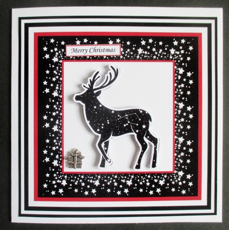 STARRY STAG & POINSETTIA Christmas or Birthday 7.5 Quick Card by Davina Rundle