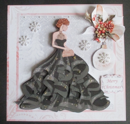 CHRISTMAS LADY IN BLACK EVENING DRESS 7.5 Decoupage & Insert Mini Kit by Davina Rundle