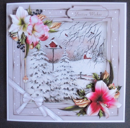 Festive Flowers Card Front with Step by Step by Davina Rundle