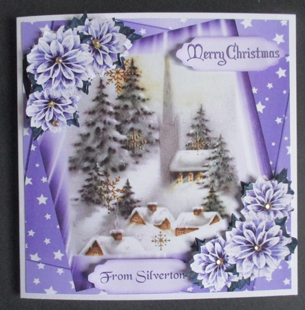 Lovely Winter Scene with stars and flowers 8x8 (lilac) by Davina Rundle