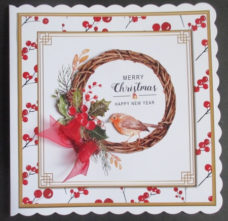 Christmas Wreath & Robin by Davina Rundle