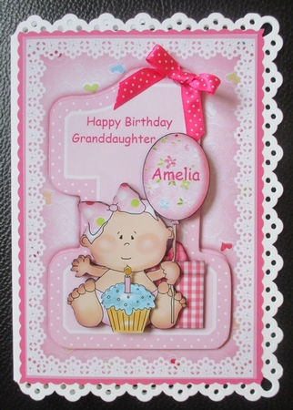 1st Birthday Girl Topper and Decoupage by Davina Rundle