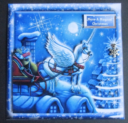 Unicorn With Santas Sleigh Giving Rudolph A Rest by Davina Rundle