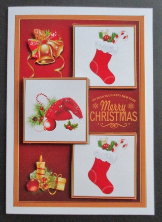 Christmas decorations 3 square crad front by Davina Rundle